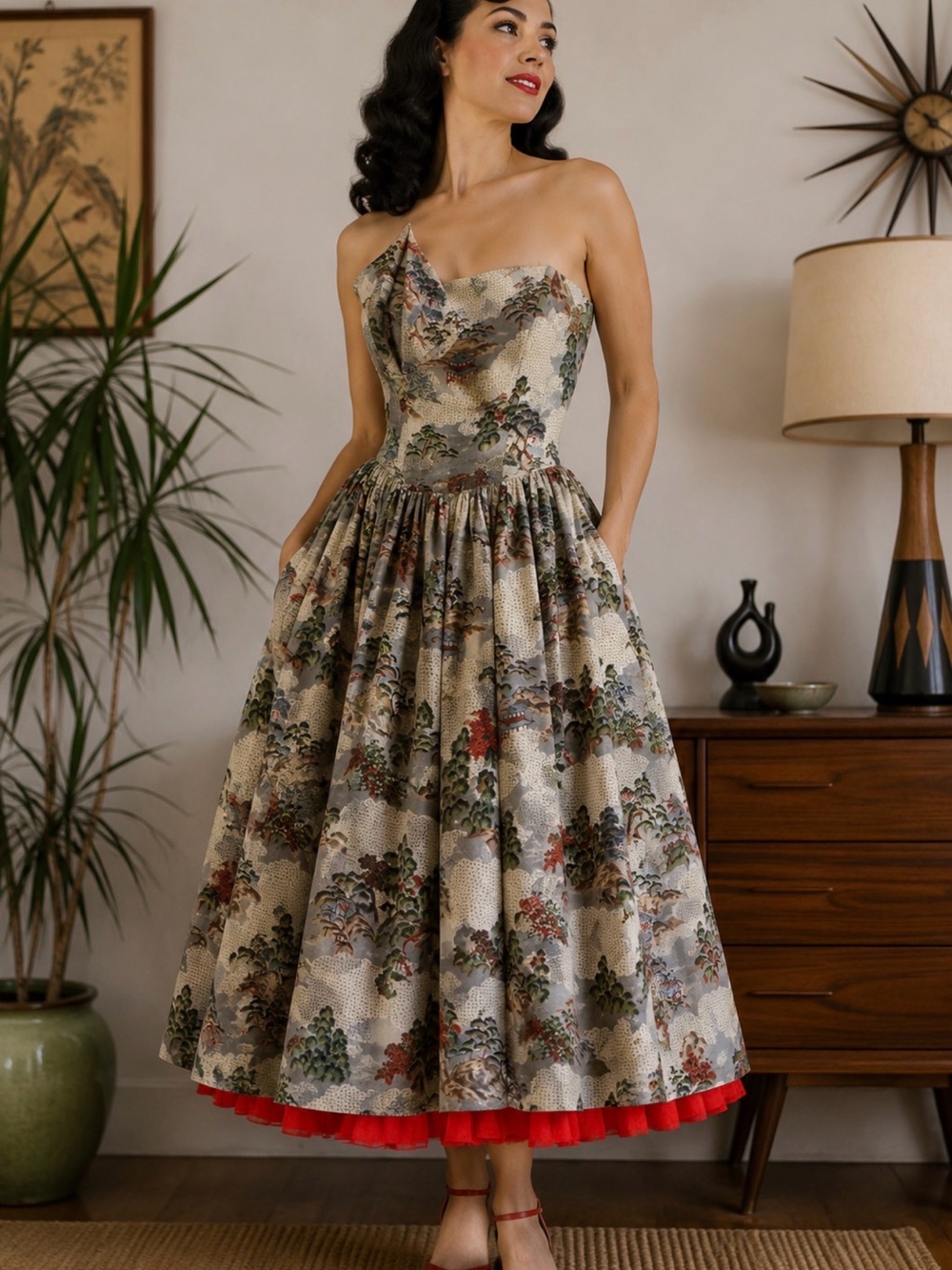Vintage 1950s Surfriders Sportswear Strapless Hawaiian Dress • XS-S